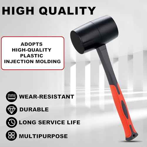 Rubber Mallet 16 oz, Durable Rubber Hammer Head with Fiberglass Handle, Great for Flooring, Tent Stakes, Camp Trips, Woodworking, DIY Projects Home Decoration and Soft Blow Tasks without Damage
