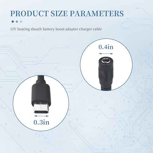 12V Type C Heated Jacket Battery StepUp Adapter Charger Cable for Milwau-kee, M12,Metabo, Makita, Craftsman, Snap-on,12V Hoodie- 2 Pack