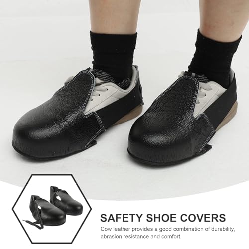 Guard Steel Toe Covers: Heavy Duty Leather Overshoes for Work Boots with Adjustable Strap (Size 5-12 US)
