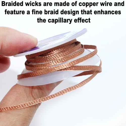 SourceTon 4-Pack Desoldering Wick Braid (10ft x 0.1in) | Copper Solder Remover Tool for Resoldering and Desoldering, Drawing in Excess Solder