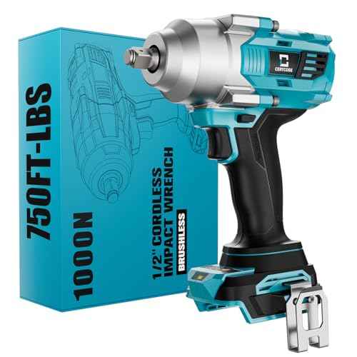 Cordless Impact Wrench 1/2 inch for Makita 18v Battery Brushless High Torque Impact Driver Gun with 750Ft-lbs Torque, LED Work Light, Ergonomic Design for Heavy-Duty Performance(no battery)