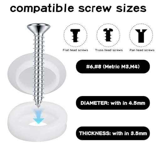 200Pcs Plastic Hinged Screw Cover Caps, Shutter Screw Caps, White Snap Washer Covers Flip Tops for Screw Protection, Covering Screw Heads, 577452_1_Vrc8r9kt3