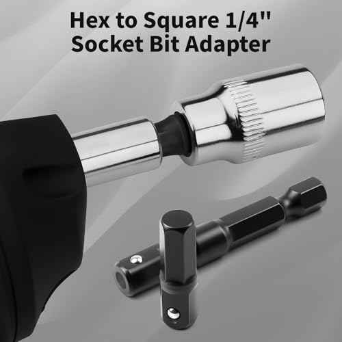 10 Pcs 1/4 Hex to 1/4 Socket Adapter, Hex Drill to Square Socket Bit Adapter, Impact Adapter Power Tool Replacement Part Suitable for Driver Socket Driver Electric And Pneumatic Drill