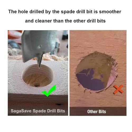 6PCS Spade Drill Bit Set Paddle Flat Bits, 3/8"-1",Hex Shank Quick Change Wood Drill Bit Set,Flat Wood Hole Cutter