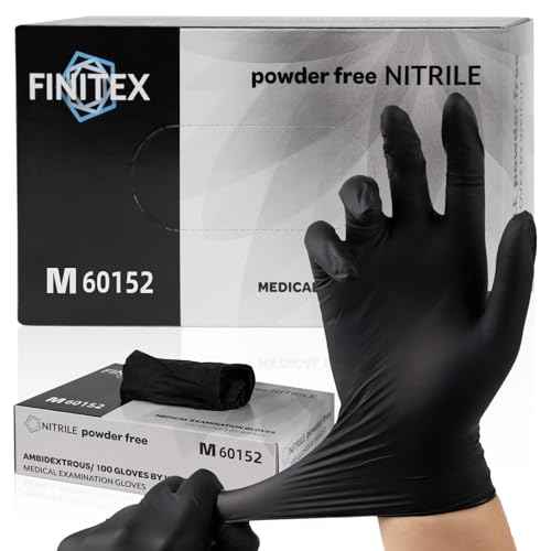 FINITEX Nitrile Disposable Gloves - Black, 3.5mil, 100PCS, Powder-Free, Medical & Exam, Food Gloves