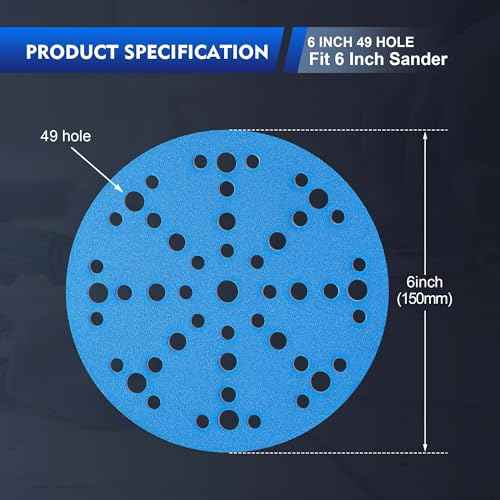SpeTool 6 Inch Sanding Discs, 49 Hole Hook & Loop Sandpaper 60 Pack Assortment Grit 80,120,180,240,320,400 Surfacing with Stearate Anti-Clog Coating Ceramic Aluminum Oxide Abrasives for Sanding Chore