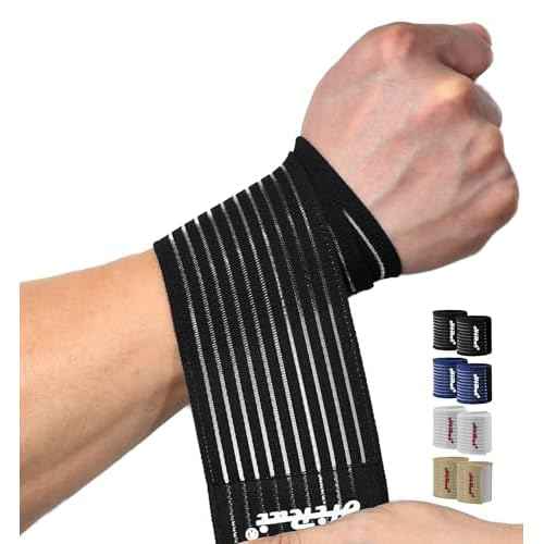 HiRui 2-Pack High-Elastic Wrist Support Straps Wrist Compression Bandage - Wrist Wraps Wristbands for Carpal Tunnel Arthritis Tendonitis Weightlifting Tennis Basketball - Breathable Soft (Black)