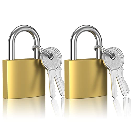 XFJSAK 2 Pack Small Gold Keyed Padlocks 32mm, Durable Alloy Lock for Luggage & Lockers