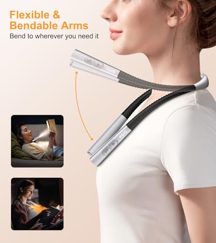 Gritin Upgraded Gray Neck Book Light with 4 Color Temperatures & 5 Brightness Levels