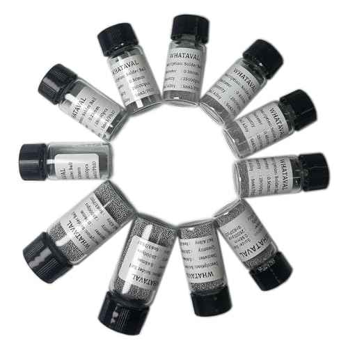 Solder Balls 0.2mm-0.76mm 11 Sizes 11Bottles 25K Leaded BGA Soldering Balls Reball Reballing Ball Sn63% Pb37% (25000pcs/bottle) for GPU CPU IC Chip