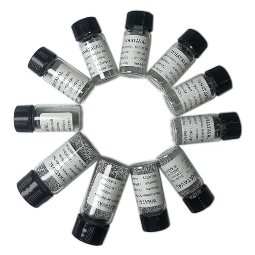 Solder Balls 0.2mm-0.76mm 11 Sizes 11Bottles 25K Leaded BGA Soldering Balls Reball Reballing Ball Sn63% Pb37% (25000pcs/bottle) for GPU CPU IC Chip