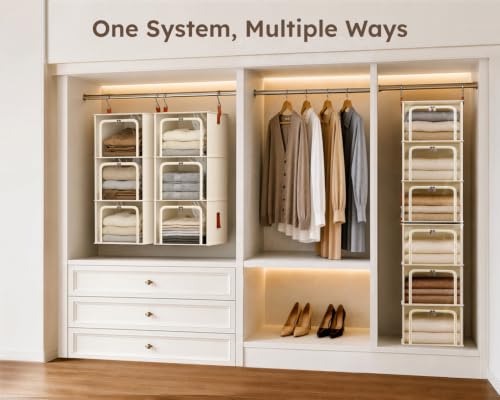 Homsorout 6-Tier Modular Hanging Closet Organizer Separable Beige / 6-Shelf