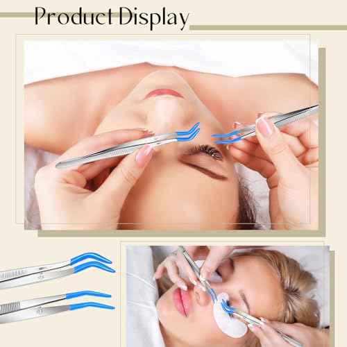 6 Pieces Tweezers with Rubber Tips Rubber Tipped Tweezer Cross Lock PVC Coated Tweezers Craft Jewelry Anti Scratch Long for Crafting Beads Jewelry Stamps Succulents Pet(Blue)