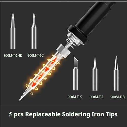 Soldering Iron Station Kit Digital Display Helping Hands 60 W 5 pcs Solder Tips, Solder Wire, Digital Multimeter ¡ÆC/¨¬F Conversion, Standby/Sleep Mode, Calibration Support for Electricians from Plusivo