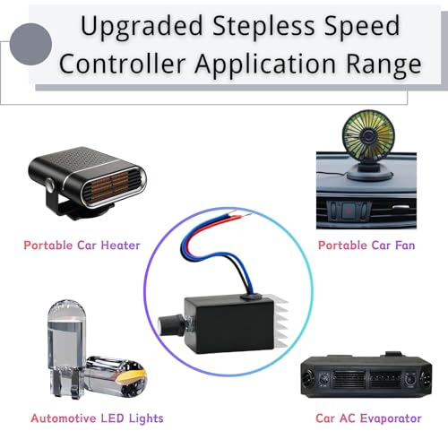 12V/24V PWM DC Motor Speed Controller 10A with Heat Sink & Wire Connectors