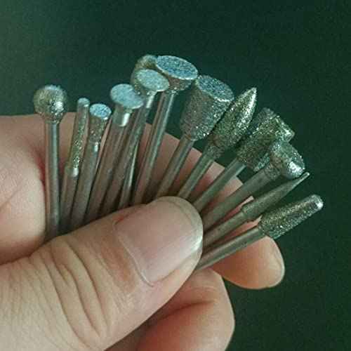 Luo ke 18 Pcs Assorted Diamond Burr - 1/8 Inch Shank Diamond Burs Stone Carving Bits for Dremel Rotary Tools