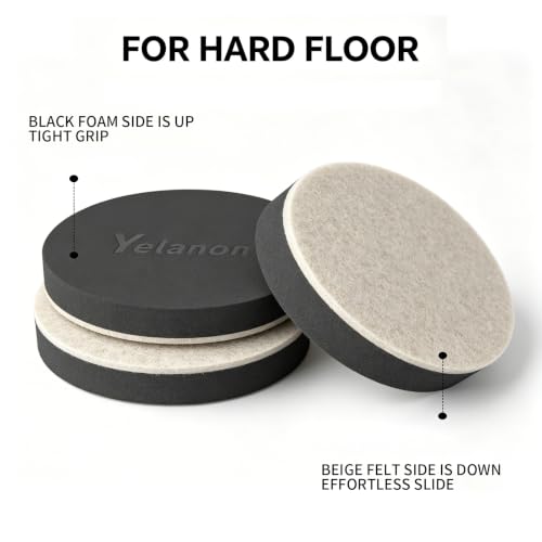 Yelanon Felt Furniture Sliders 20 Pcs 3.5" for Hardwood, Tile & Vinyl Floors