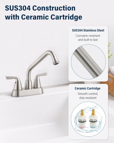 Aolemi Brushed Nickel Laundry Sink Faucet 3/4" NPT Threaded Spout, 360° Swivel, Dual Handle
