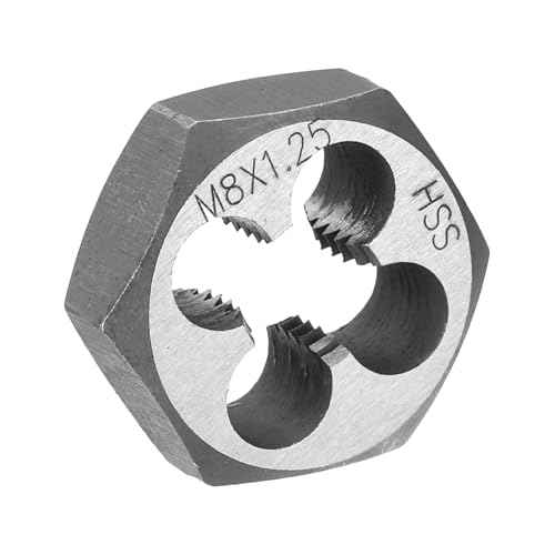 HARFINGTON Hex Threading Die M8 x 1.25 Metric Thread Right Hand High Speed Steel Rethreading Fixed Die Screw Cutting Tapping Repair Tool