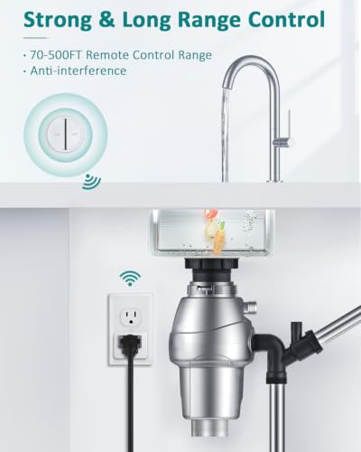 Wireless Garbage Disposal Switch with 15A/1500W Anti-Surge Remote Control