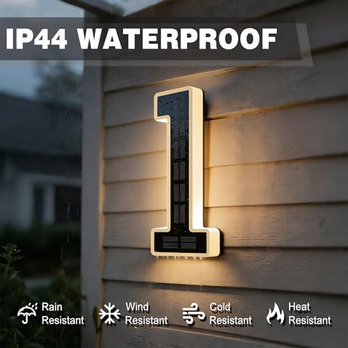 ISUNMEA 6.7 Inch Solar Lighted House Numbers - Black, LED Backlit Outdoor Address Sign