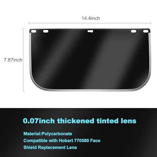 Plus tard Face Shield Replacement Lens 15.5''x8'' Face Shield Mask Compatible with Hobart 770580 Protective Face Shield Lens Transparent Shaded Visors Safety Shield Substitute(2 PCS)