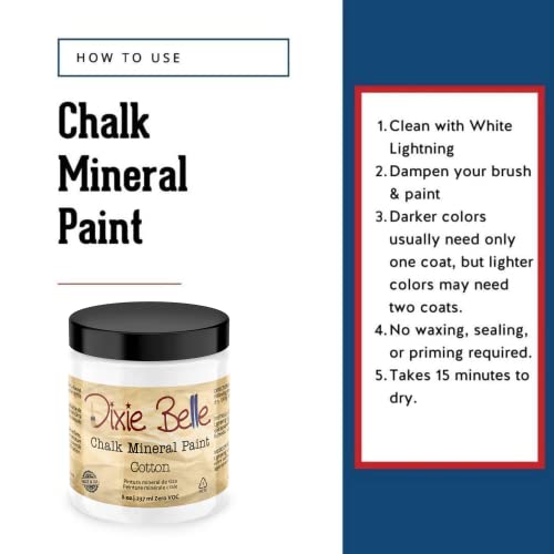 Dixie Belle Cotton Chalk Mineral Paint 8oz - Matte White Furniture & DIY