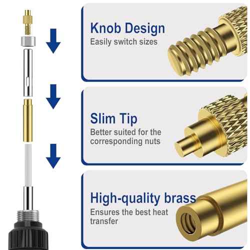 139PCS Heat Set Insert Tool,100W Digital Soldering Iron with 130PCS Threaded Inserts Nut,6PCS Heat-Set Insert Tips (M2 M3 M4 M5 M6 M8),2PCS Soldering Tip Connecting Rods