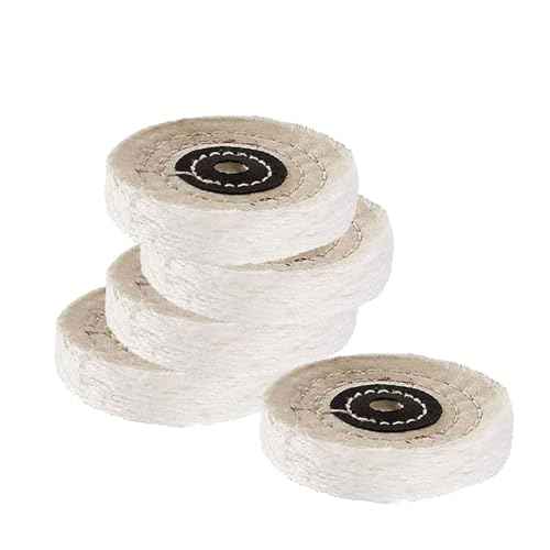 ?????? ???? 5 Pcs 3'' Cotton Polishing Wheel, 3/8'' Arbor Abrasive Buffing Wheel Fine Finishing Kits Lapidary Polishing Set for Bench Grinder/Buffer