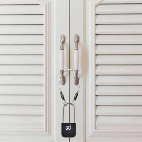 99 Days Timer Padlock with LCD Display, USB Rechargeable, Steel Cable