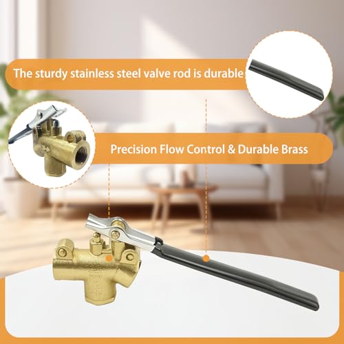 1/4" Carpet Cleaning Wand Angle Valve, Brass Angled Flow Control Valve