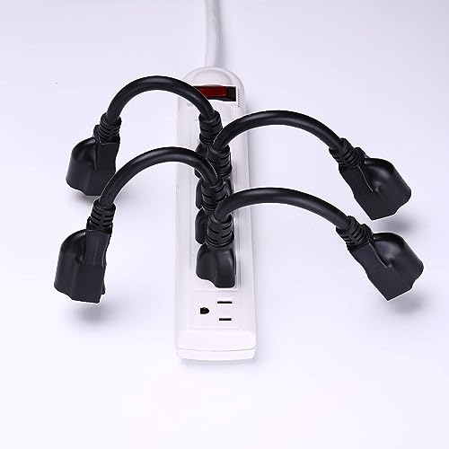Miady 4-Pack Short Power Extension Cord 16AWG 13A 8 Inch Non-Lighted Plug