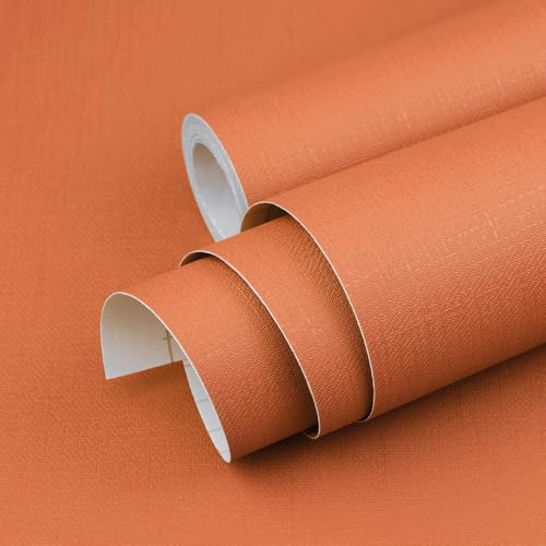 Yun-aeon Burnt Orange Textured Peel and Stick Wallpaper 15.7" ¡¿ 120" Removable Waterproof Contact Paper for Cabinets and Drawers Vinyl Self Adhesive Wall Paper Decorative for Bedroom Bathroom
