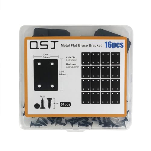 Black 16 Pack Stainless Steel Flat Mending Plates 2.36x1.49'' for Furniture Reinforcement