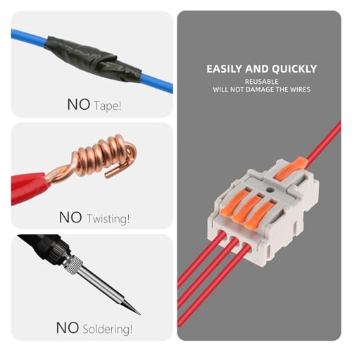 DIANN 10pcs 1 in 3 Out Lever Wire Connectors - Quick Electrical Splices 28-12 AWG