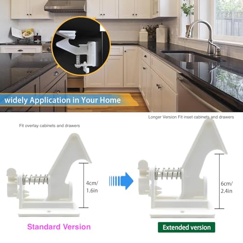 Vmaisi 12 Pack Child Safety Cabinet Locks - No-Drill Easy Install, Includes Screws, Standard