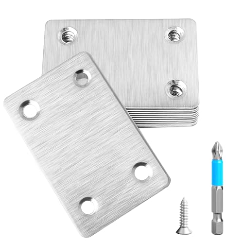 Anterrific 12 Pcs Stainless Steel Mending Plates 2.36 Inch Silver for Furniture & Wood Repair