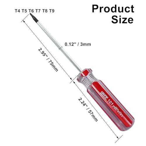 6 Pc Security Torx Screwdriver Set with Magnetic Tip, T4 T5 T6 T7 T8 T9 Cr-V Steel Screwdriver for Repairing and DIY, 3 Inch Working Length with Red Insulated PVC Handle