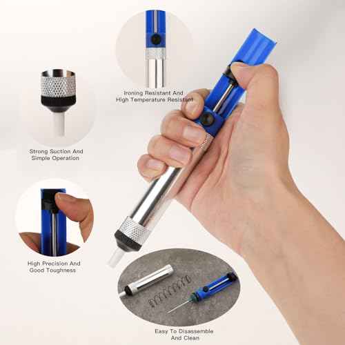 2Pcs Desoldering Pump, Solder Sucker No Clog Desoldering Pump with Replaceable High Temperature Resistant Silicone Nozzle Soldering Sucker Tool for Solder Removing