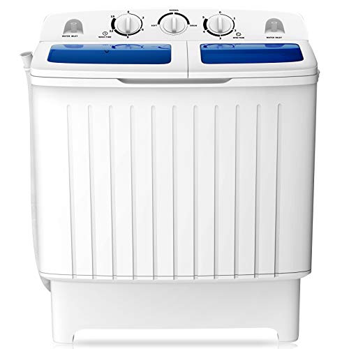 COSTWAY Portable Twin Tub Washing Machine 12Lbs Wash & 8Lbs Spin, Blue + White