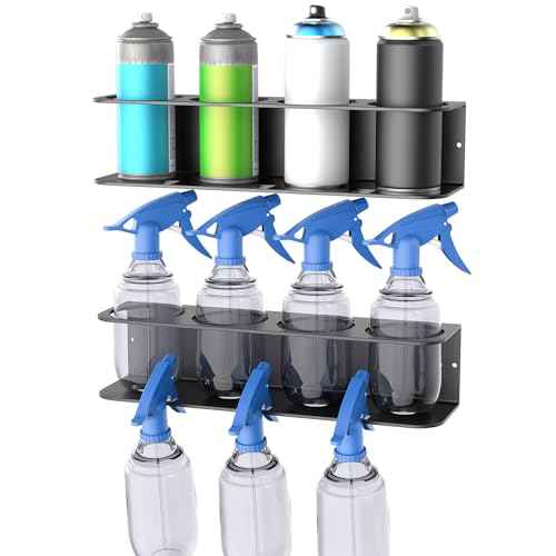 WALMANN Spray Bottle Holder Wall Mount, Metal Spray Can Storage Rack for Garage Workshop, Paint Aerosol Can Organizer, Pack of 2