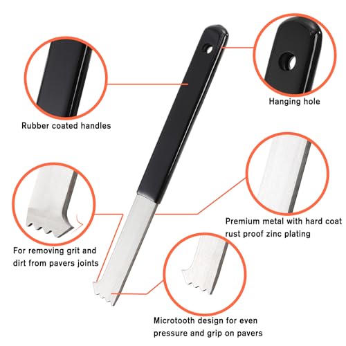 Lawei 2 Pack Paver Puller, Heavy Duty Paver Removal Tool with Joint Scraper Micro Teeth and Gripper Slots, Paver Extractor Tools for Garden, Lawn, Patio, Brick, Block Replacement, Rubber Handle