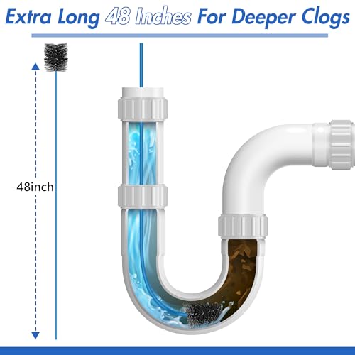 48 Inch Blue Condensate Trap Drain Cleaning Brush - 3 Pack for HVAC & AC Systems