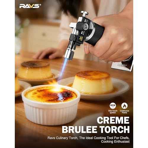 RAVS Butane Torch Lighter, DUAL Flame Mode Kitchen Torch, Refillable Cooking Torch Gun, Creme Brulee Torch Lighter, Blow Torch for Cooking, Welding, Mini Torch Soldering Torch, Butane is Not Included