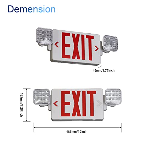 TANLUX White & Red Emergency Exit Sign with Battery Backup – 1 Pack, Double Face, UL Listed, 120V