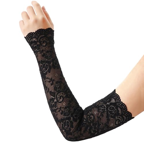 Lace Arm Sleeves For Women Wedding Sleeve, Floral Long Fingerless Lace Gloves for Bridal Party Prom Costume