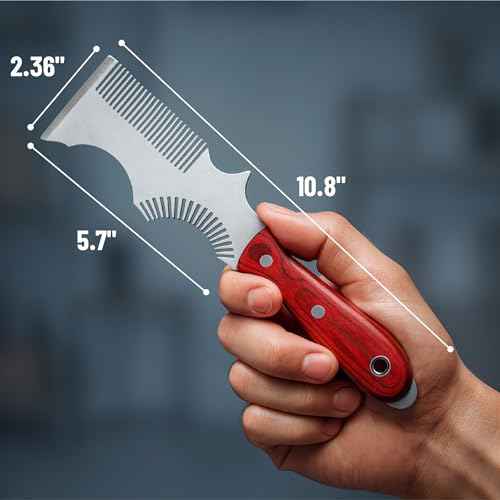 Bates- 8-in-1 Painters Tool, Wooden Handle, Stainless Steel Paint Brush Cleaner Tool, Paint Brush Comb