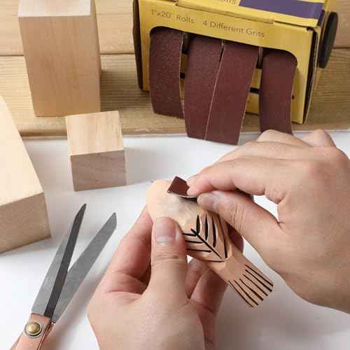 Bates- Emery Cloth Roll, 1" x 20 FT, 4 Grits, 120/180/360/600 Grit, Abrasive Sandpaper Roll of Sandpaper Set with Dispenser, Emery Cloth for Metal, Wood, Polishing