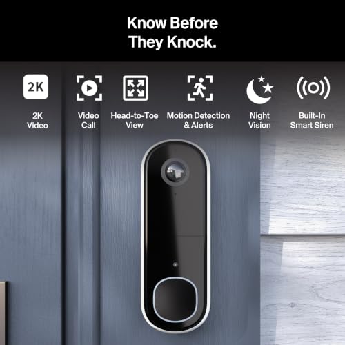 Arlo Video Doorbell 2K (2nd Gen) Wireless/Wired with Chime - 1 Camera, Smart Security
