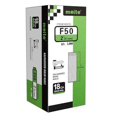 meite 18 Gauge Brad Nails, 2-Inch 18GA Brad Nails, Galvanized Nail Gun Nails for Pneumatic, Electric Brad Nailer Gun (5,000 Counts)